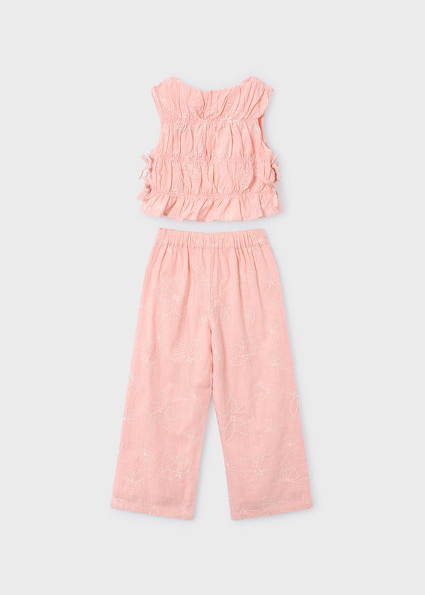 Completo pantalone e top arricciato bambina