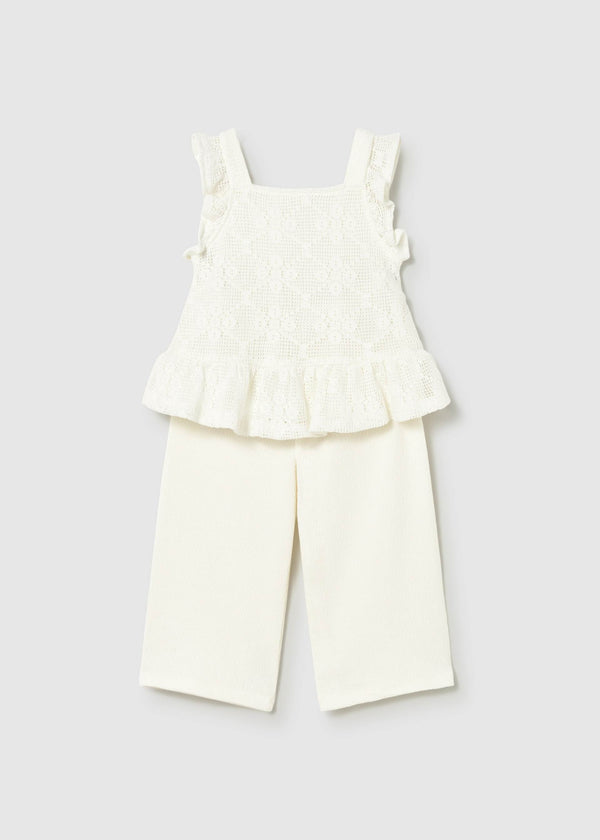Completo pantalone e top crochet neonata
