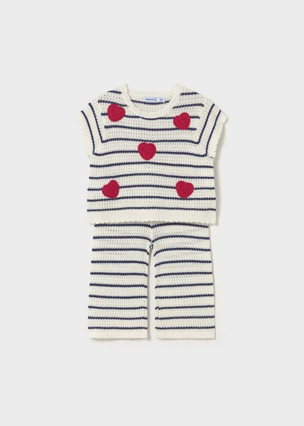 Completo pantalone maglietta cuori neonata