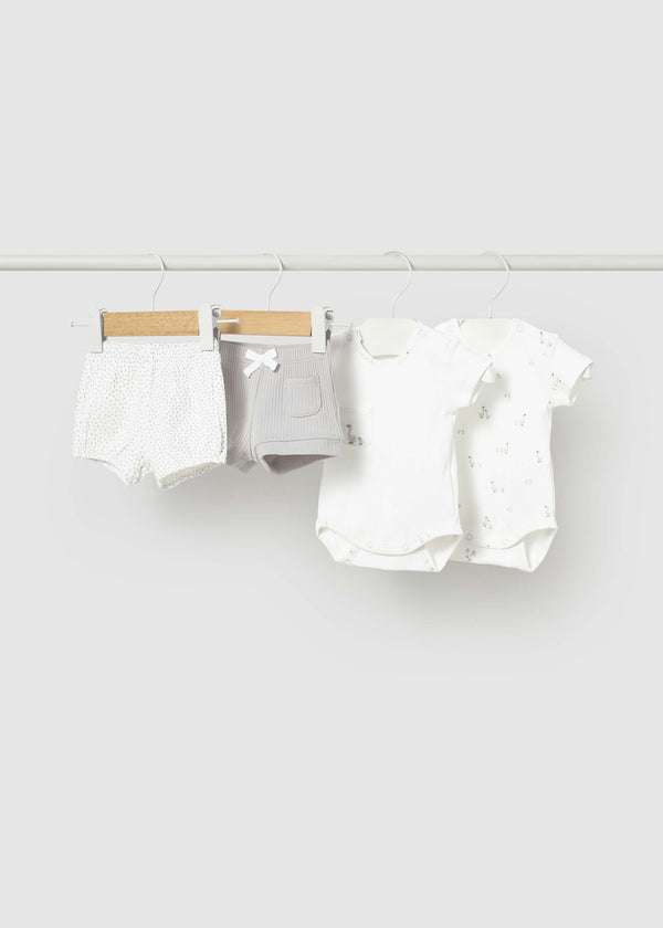 Completo punto 4 pezzi neonato - Argento