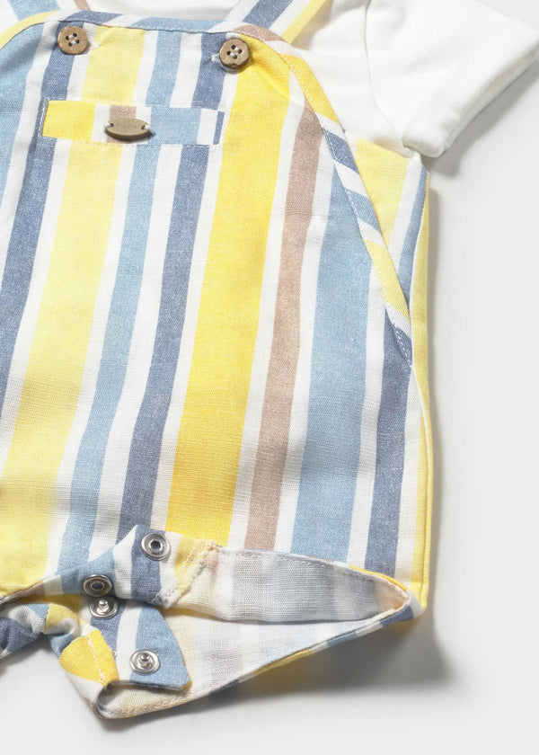 Completo salopette righe e maglietta neonato - Coperta