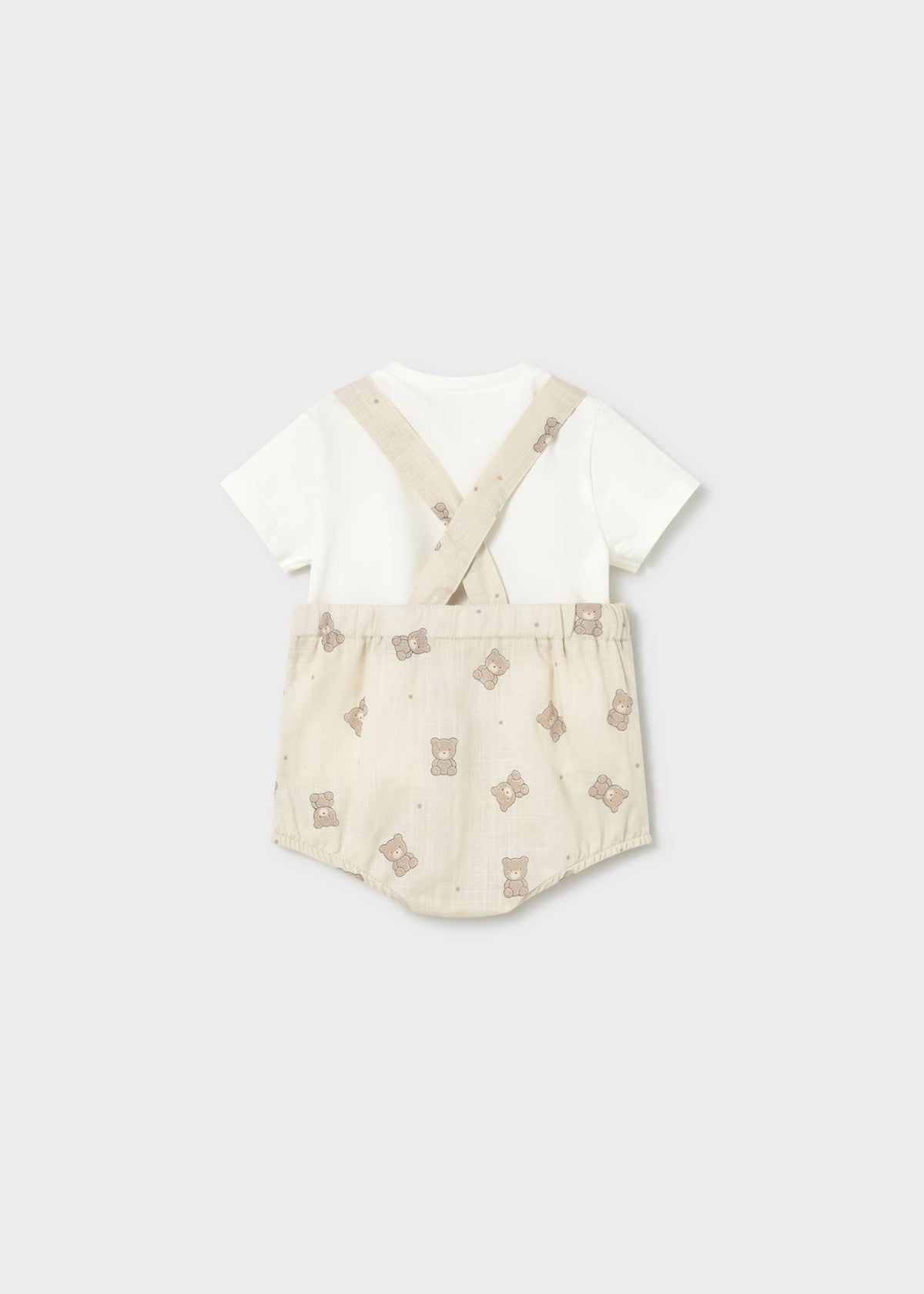 Completo salopette stampata e maglietta neonato - Tortora