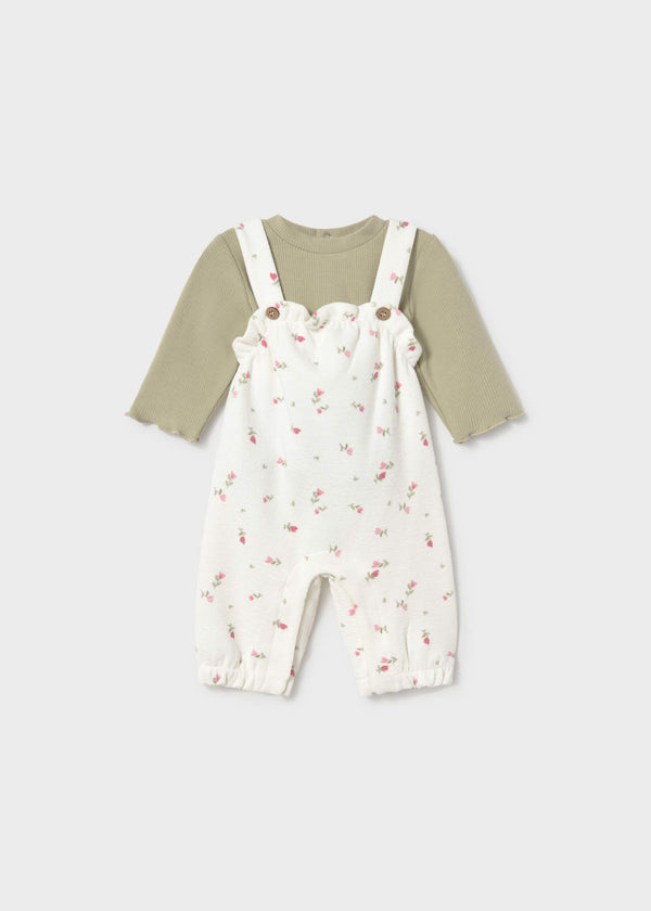 Completo salopette stampato e maglione neonata - Laurel