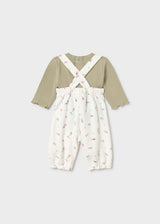 Completo salopette stampato e maglione neonata - Laurel