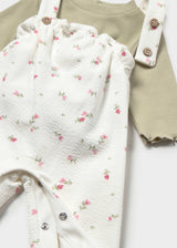 Completo salopette stampato e maglione neonata - Laurel