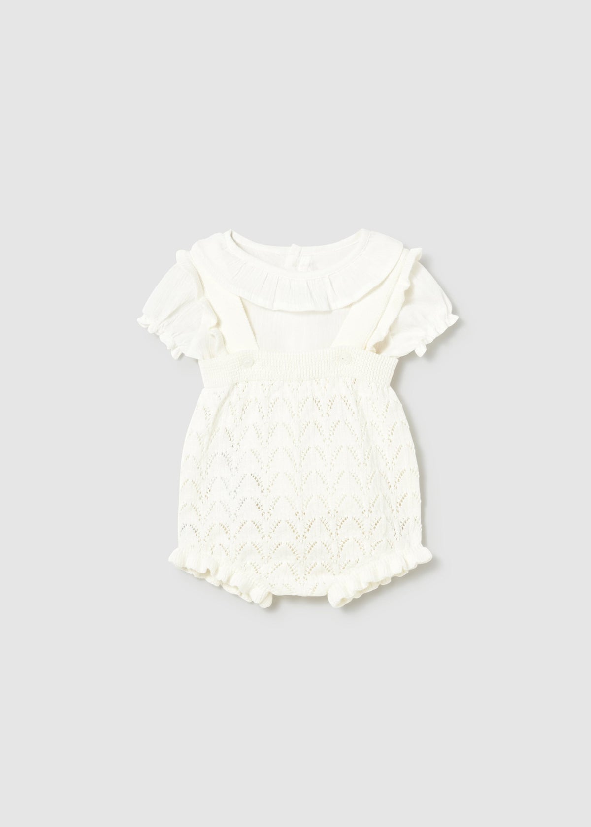 Completo salopette tricot e blusa neonata - Ceramica