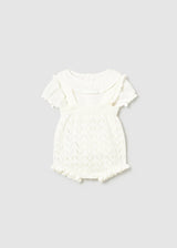 Completo salopette tricot e blusa neonata - Ceramica