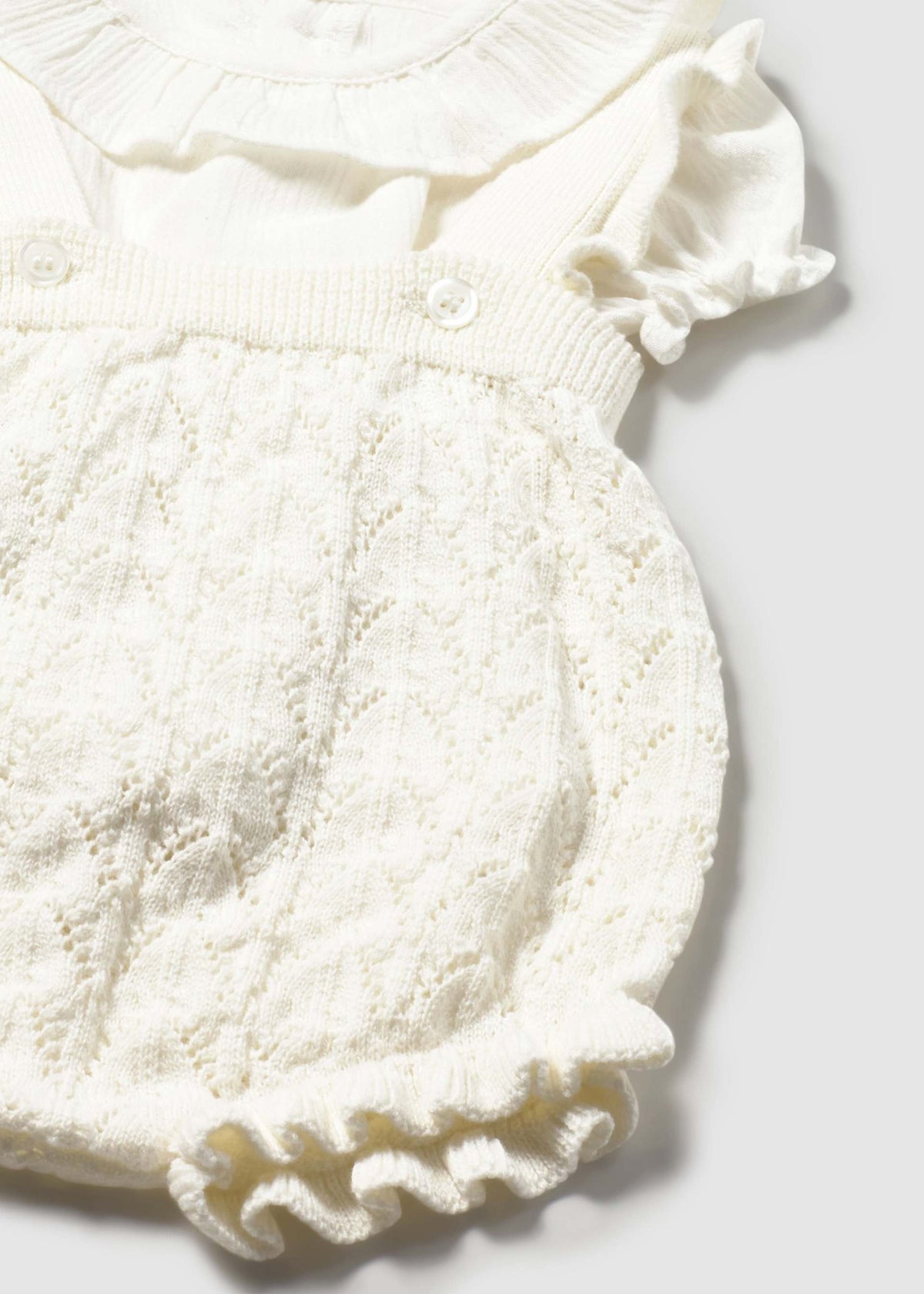Completo salopette tricot e blusa neonata - Ceramica