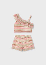 Completo shorts e top asimmetrico bambina