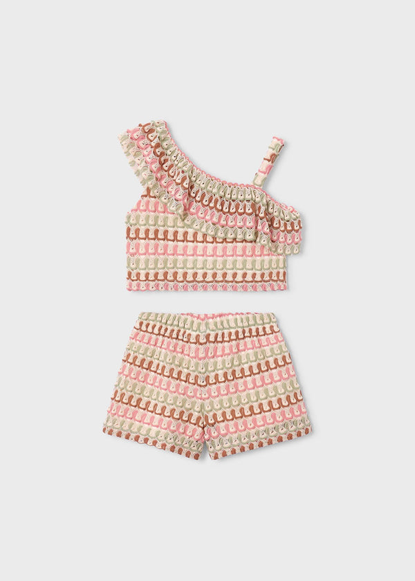 Completo shorts e top asimmetrico bambina