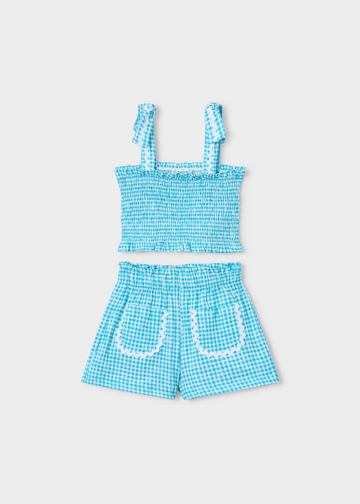 Completo shorts e top nido d'ape bambina