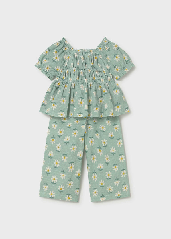 Completo stampato pantalone e blusa neonata