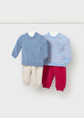 Completo tuta manica lunga 4 pezzi neonato - Rosso
