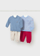 Completo tuta manica lunga 4 pezzi neonato - Rosso