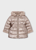 Giaccone metallizzato pellicciotto bambina - Tortora