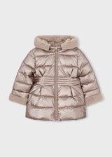 Giaccone metallizzato pellicciotto bambina - Tortora