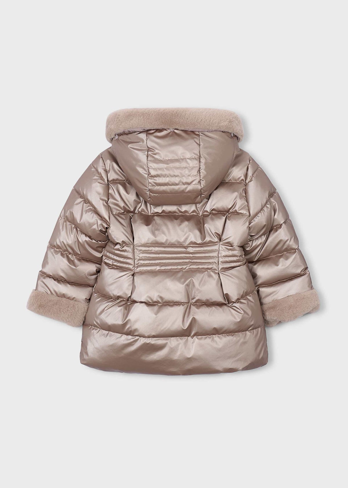 Giaccone metallizzato pellicciotto bambina - Tortora