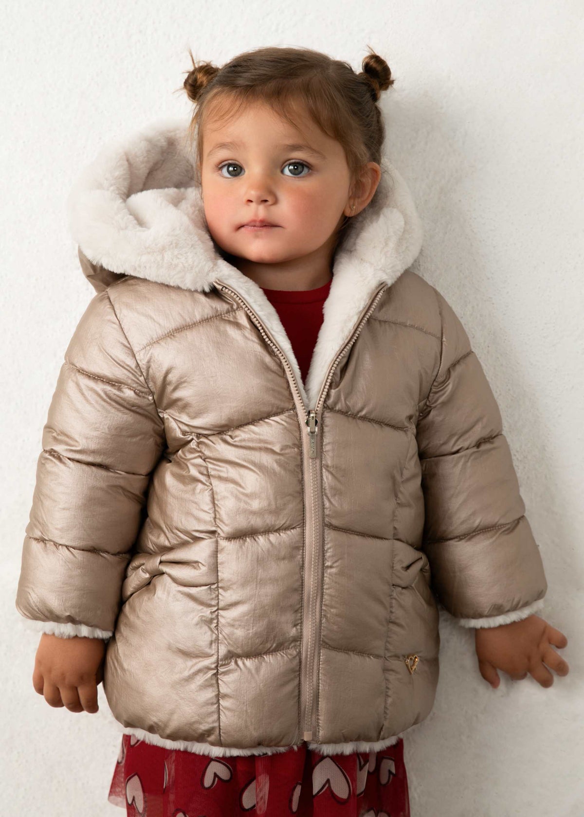 Giaccone reversibile teddy neonata - Bronzo