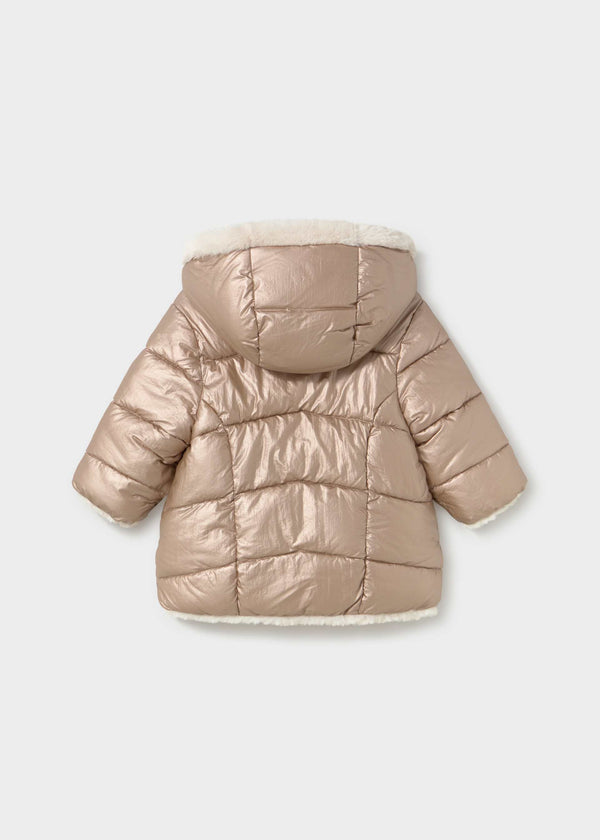 Giaccone reversibile teddy neonata - Bronzo