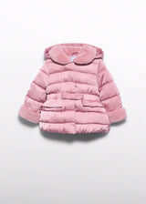 Giaccone Satinato Pellicciotto Neonata - Rosa