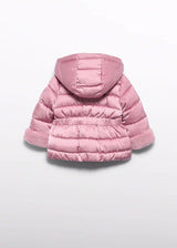Giaccone Satinato Pellicciotto Neonata - Rosa