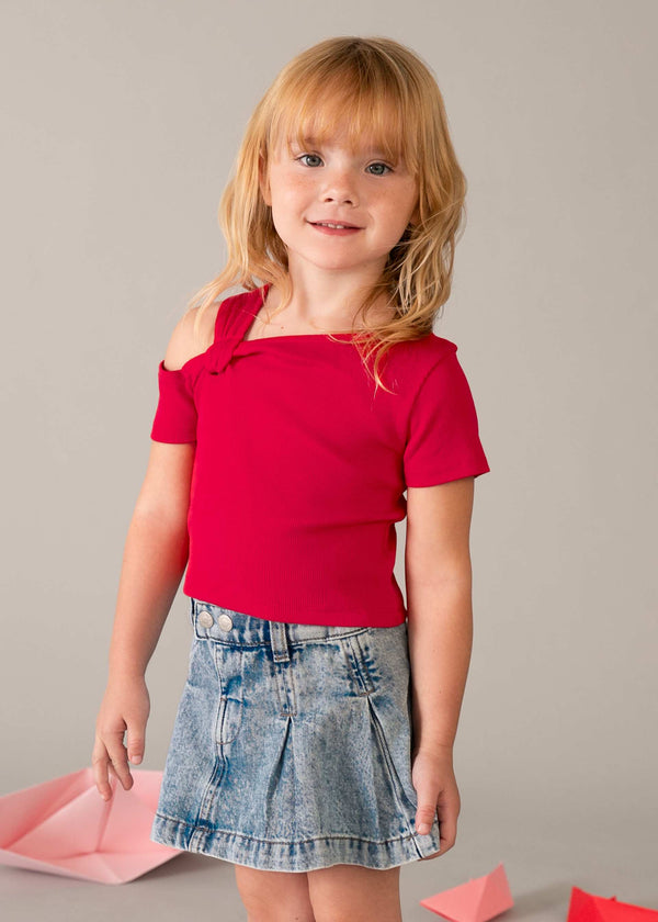 Gonna jeans con pieghe bambina
