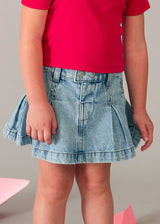 Gonna jeans con pieghe bambina