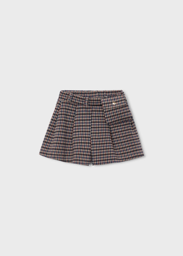 Gonna pantalone quadri bambina - Cannella