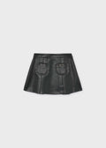 Gonna similpelle taschini bambina - Nero