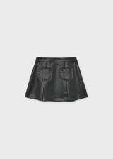 Gonna similpelle taschini bambina - Nero