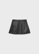 Gonna similpelle taschini bambina - Nero