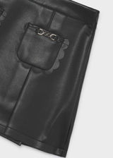 Gonna similpelle taschini bambina - Nero
