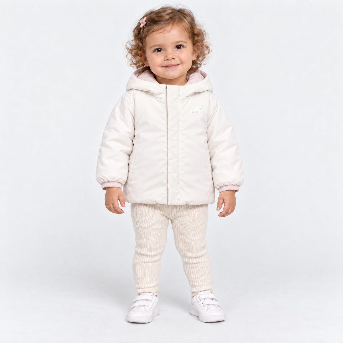 Giubbotto Jack Warm Double reversibile per neonata - Rosa/Bianco