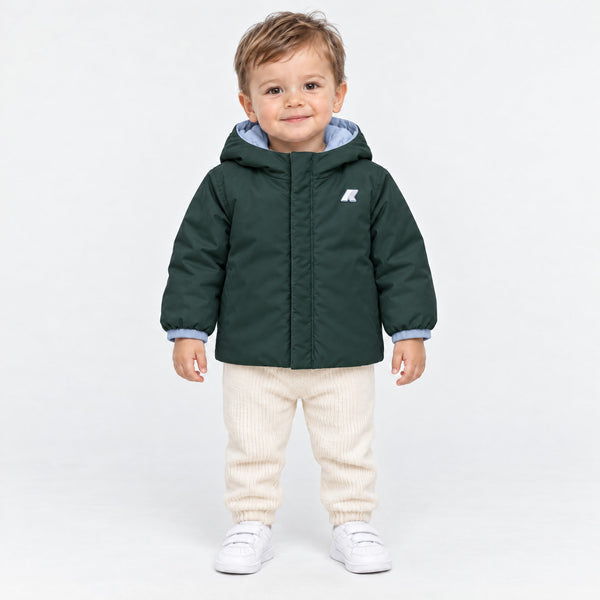 Giubbotto Jack Warm Double per neonato - Celeste/Verde scuro