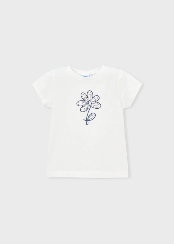 Maglietta basic fiore bambina