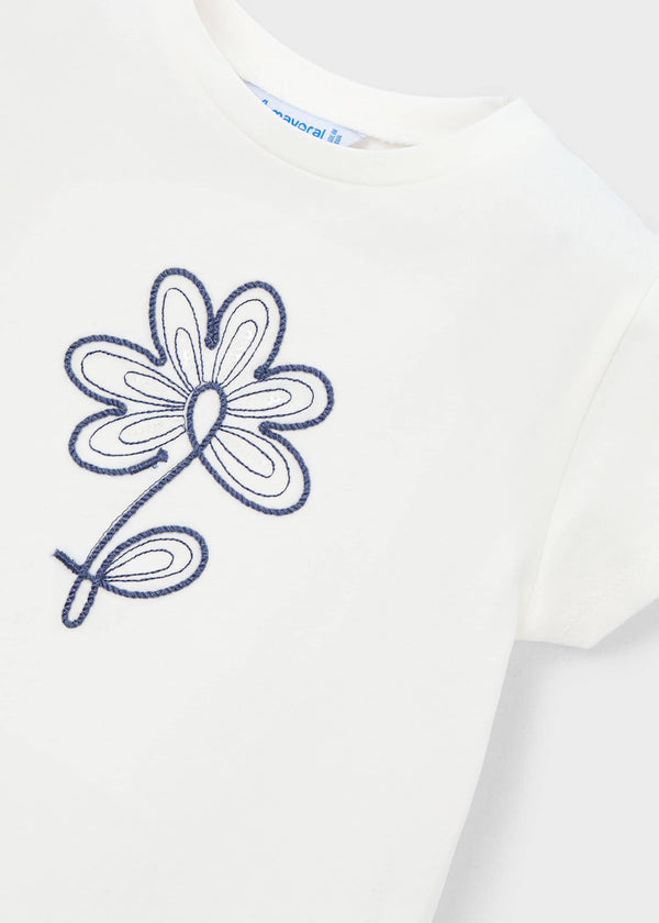 Maglietta basic fiore bambina