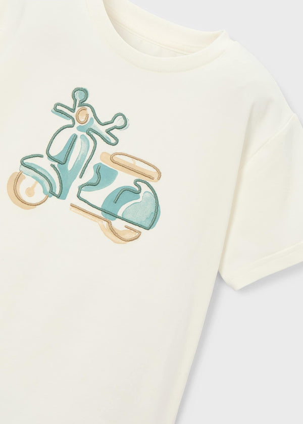 Maglietta con moto ricamata bambino