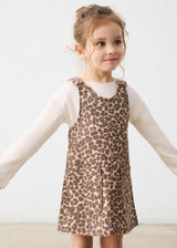 Maglietta con salopette bambina - Castagna