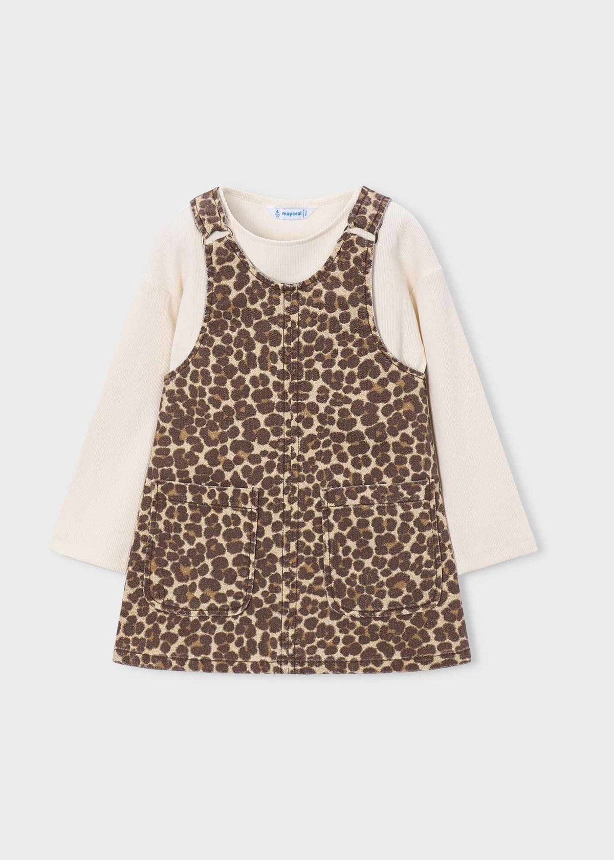 Maglietta con salopette bambina - Castagna