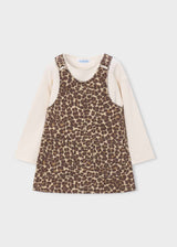 Maglietta con salopette bambina - Castagna