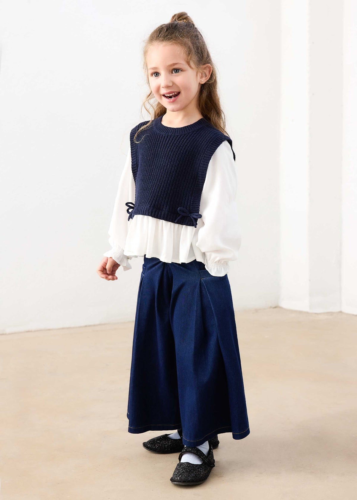 Maglietta con top bambina - Navy