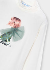 Maglietta lupetto grafica bambina - Verde