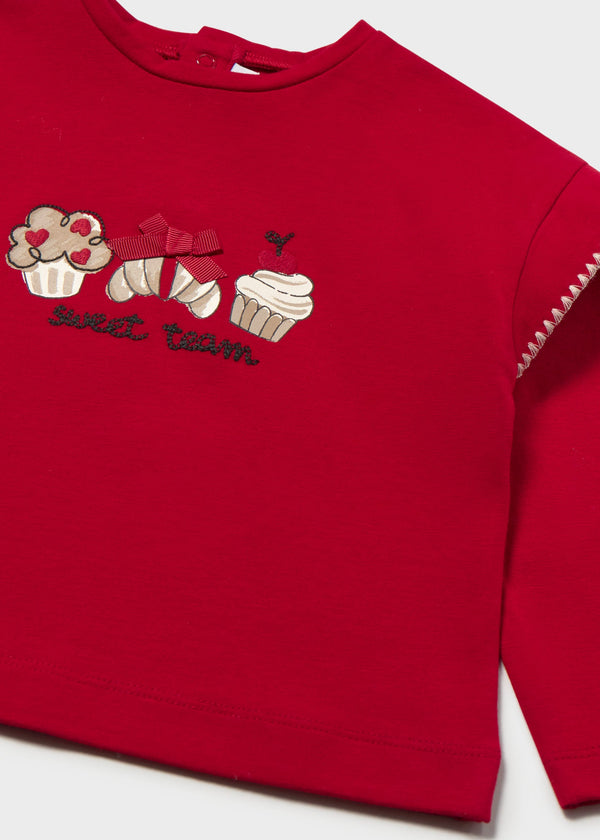 Maglietta ricamata bimba - Rosso