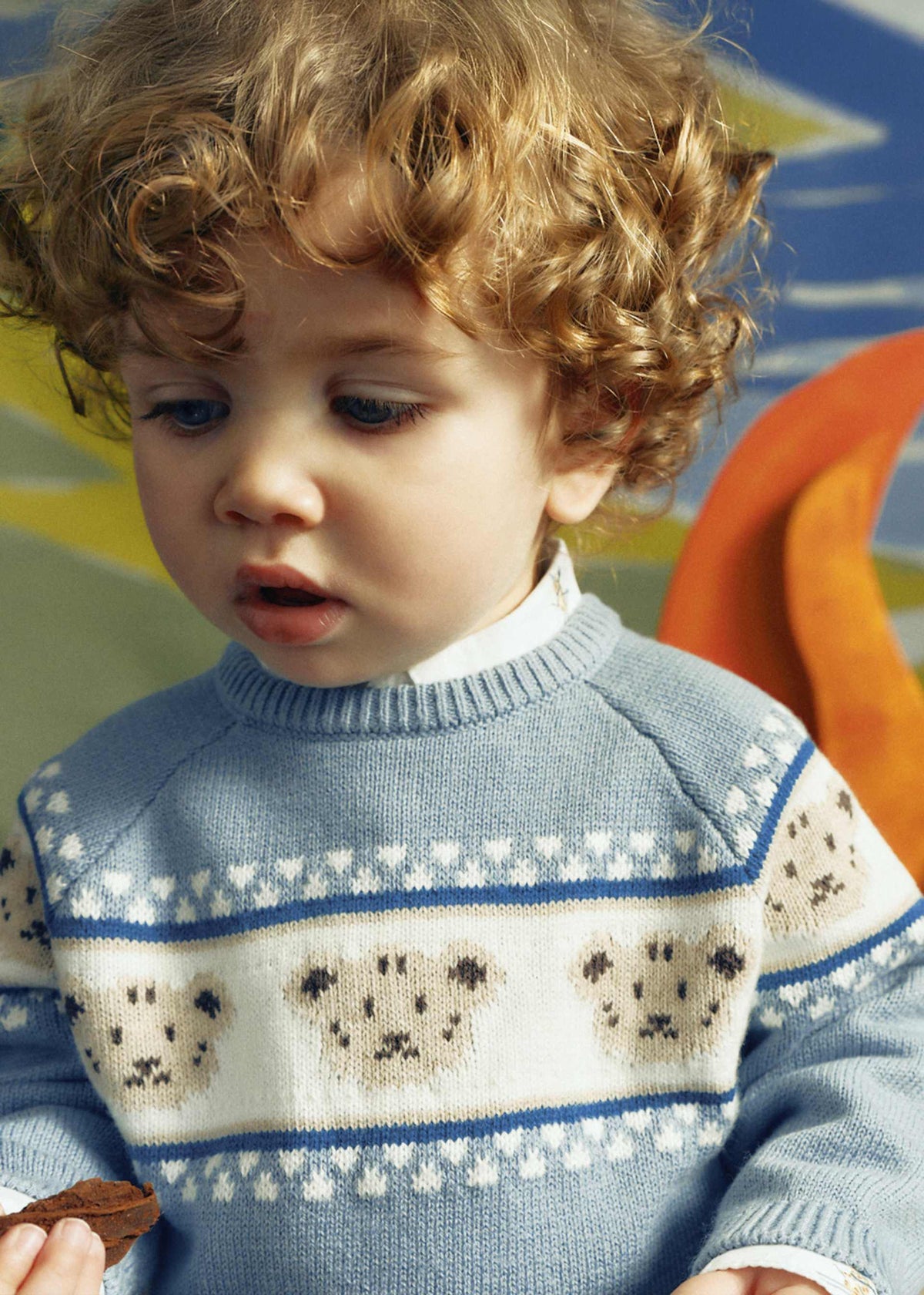 Maglione jacquard orsetto neonato - Azzurro