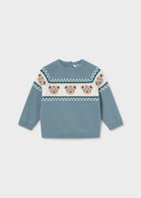 Maglione jacquard orsetto neonato - Azzurro