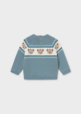 Maglione jacquard orsetto neonato - Azzurro