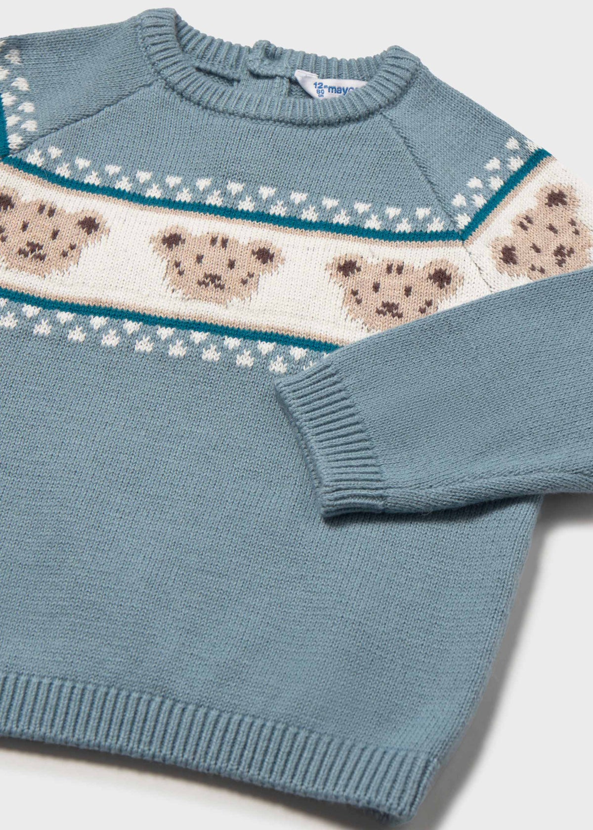 Maglione jacquard orsetto neonato - Azzurro