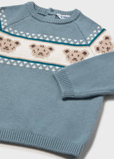 Maglione jacquard orsetto neonato - Azzurro