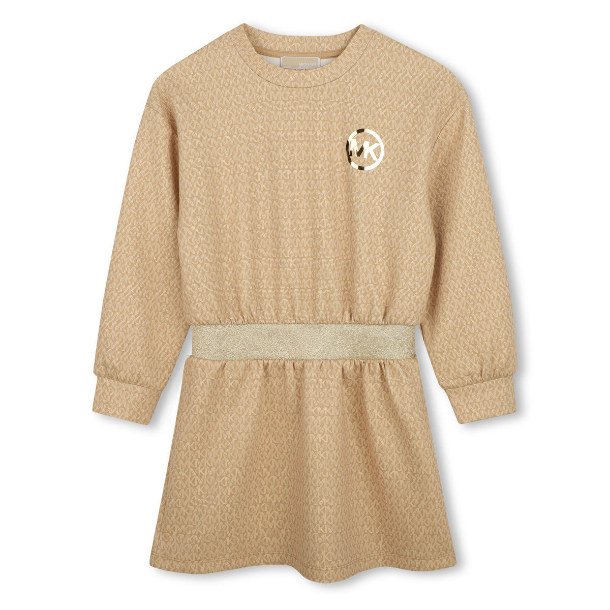 Michael Kors Kids Abito in doppio jersey con stampa MK Signature - Marrone chiaro
