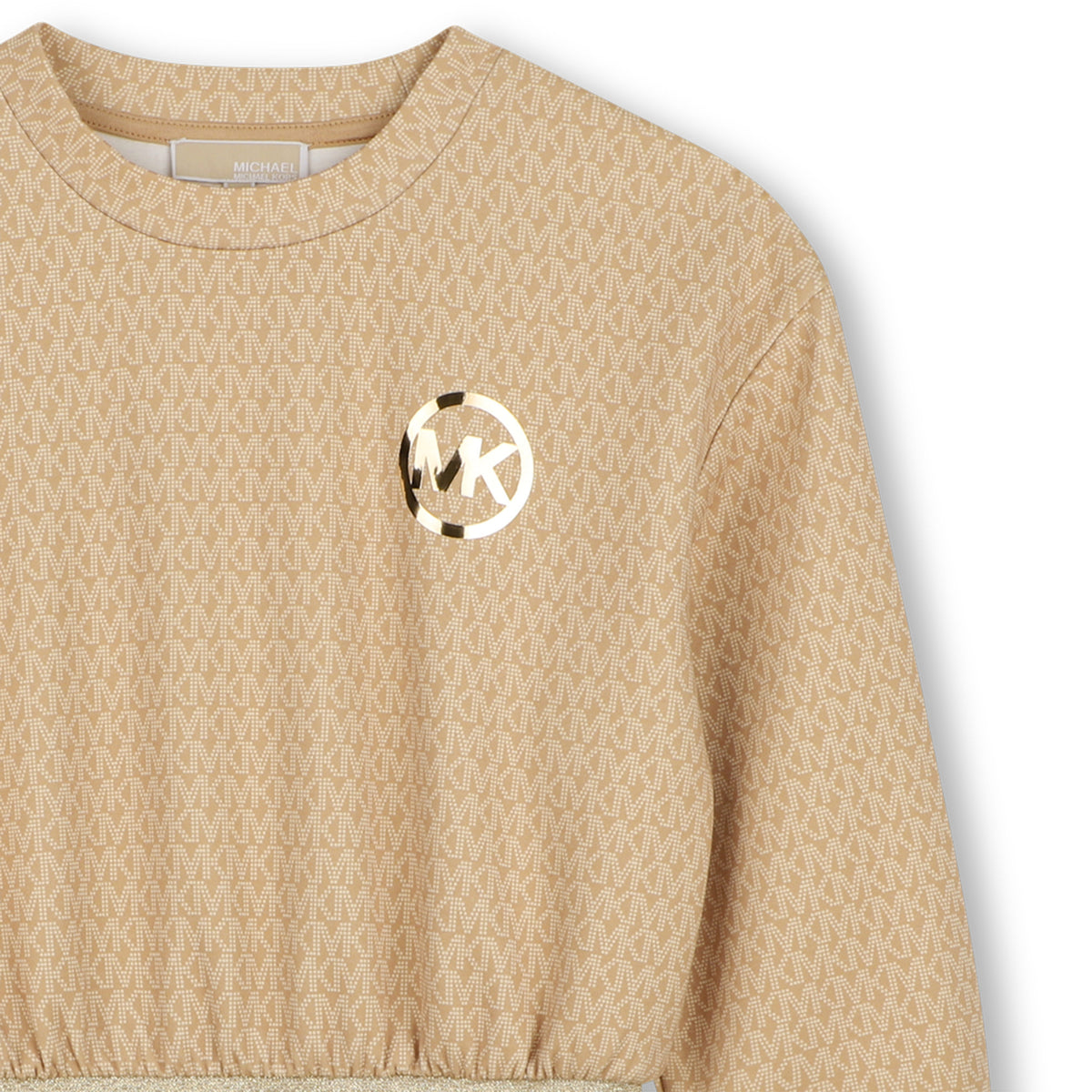 Michael Kors Kids Abito in doppio jersey con stampa MK Signature - Marrone chiaro